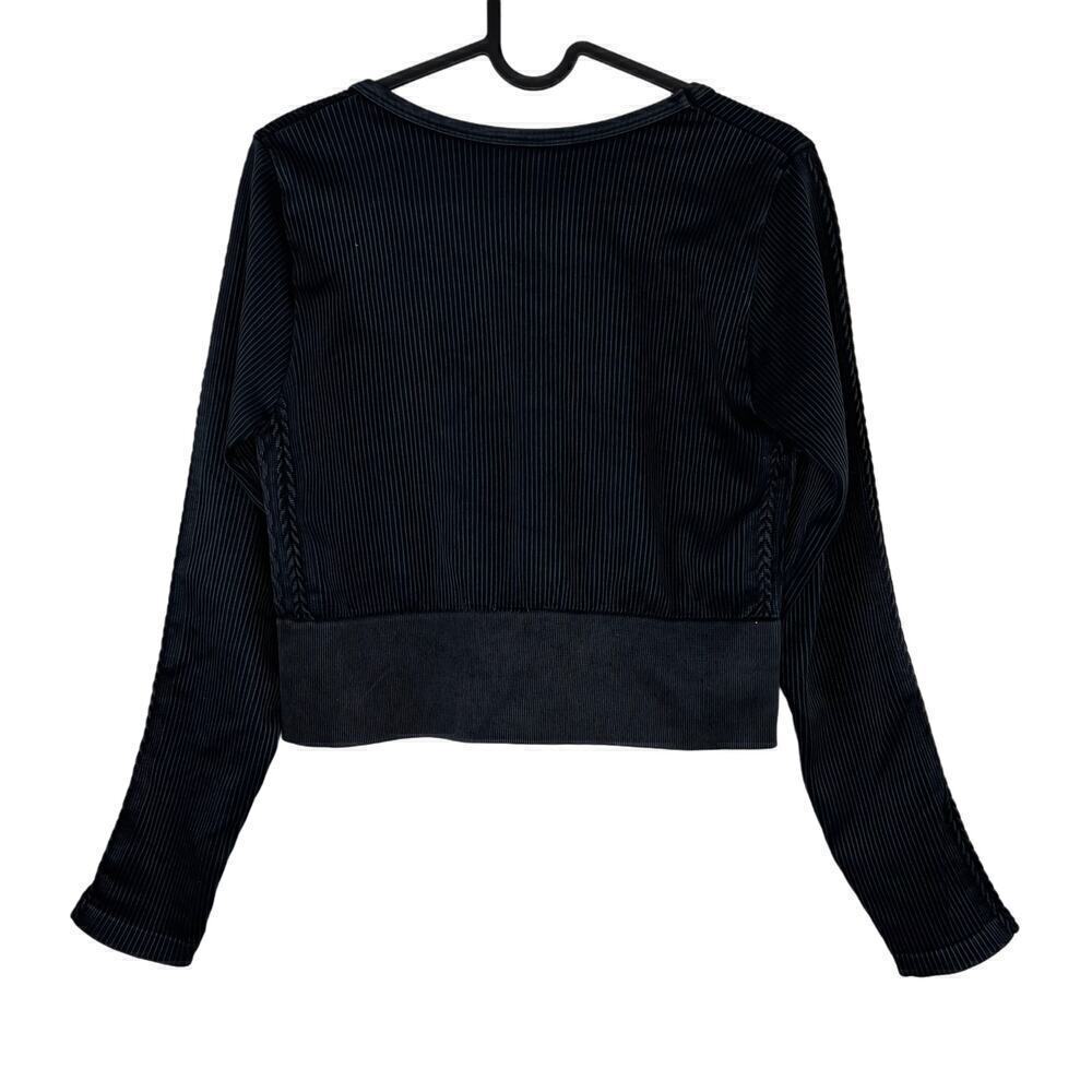 NWT Offline Aerie Seamless Cable Square Neck Long Sleeve T-Shirt XL True Black - Picture 3 of 7